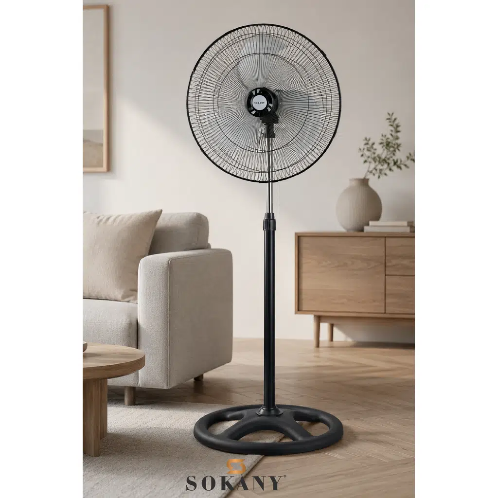 SK-19043 18 İnç Ayaklı Vantilatör 60 W, 3 Pervaneli, 3 Hız Kademeli 125 cm Ayarlanabilir Yükseklik