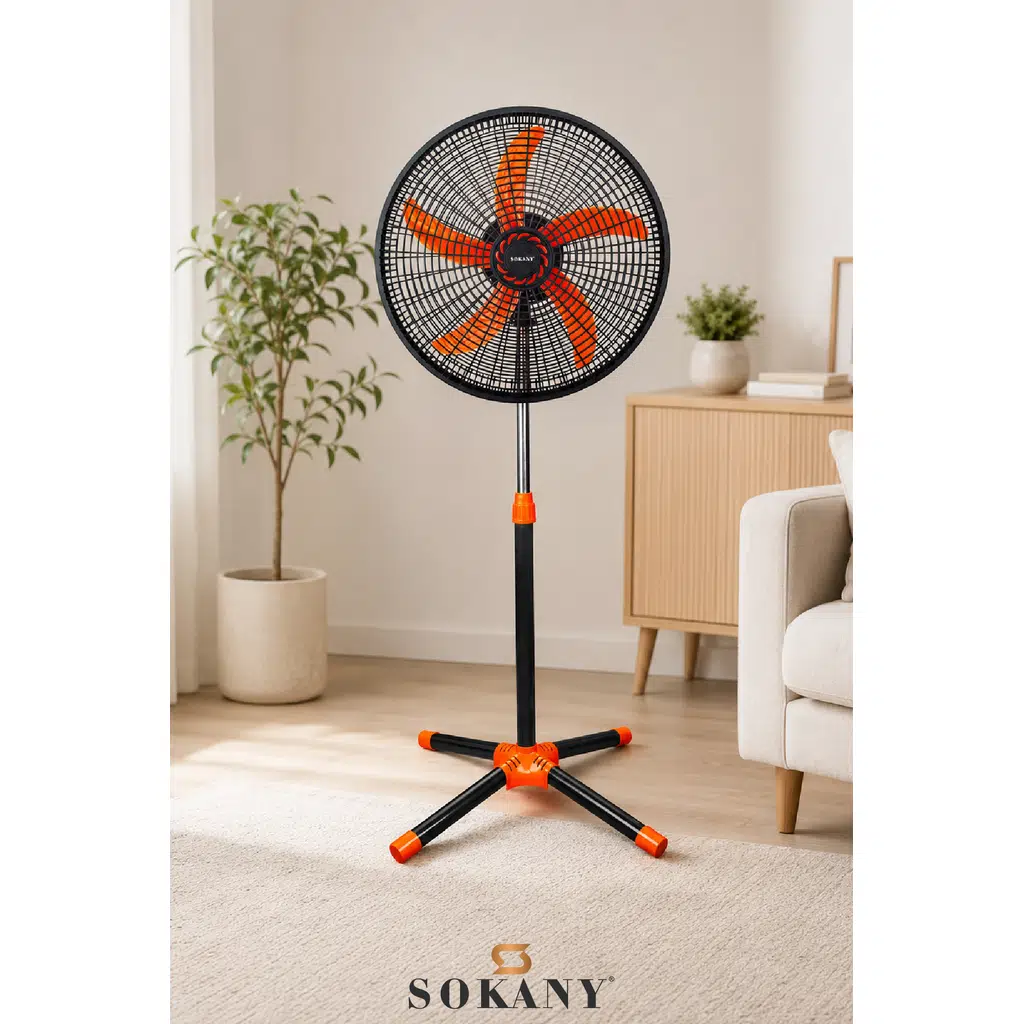SK-19015 18 İnç Ayaklı Vantilatör 60 W, 5 Pervaneli, 3 Hız Kademeli, Ayarlanabilir Yükseklik