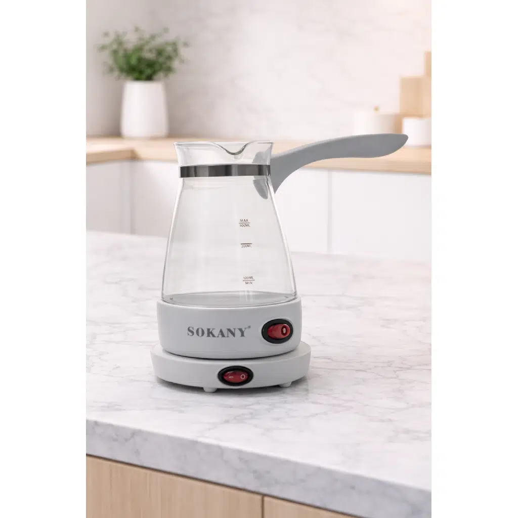 Sokany Cam Elektrikli Türk Kahvesi Makinesi 5 Fincan 500 ml 600W YLW-607